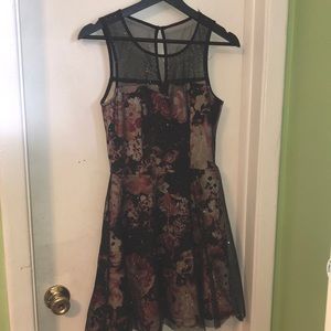 Floral Sparkly Black Dress